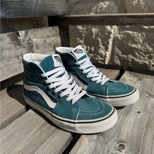 Vans Teal and White High-Top Sneakers